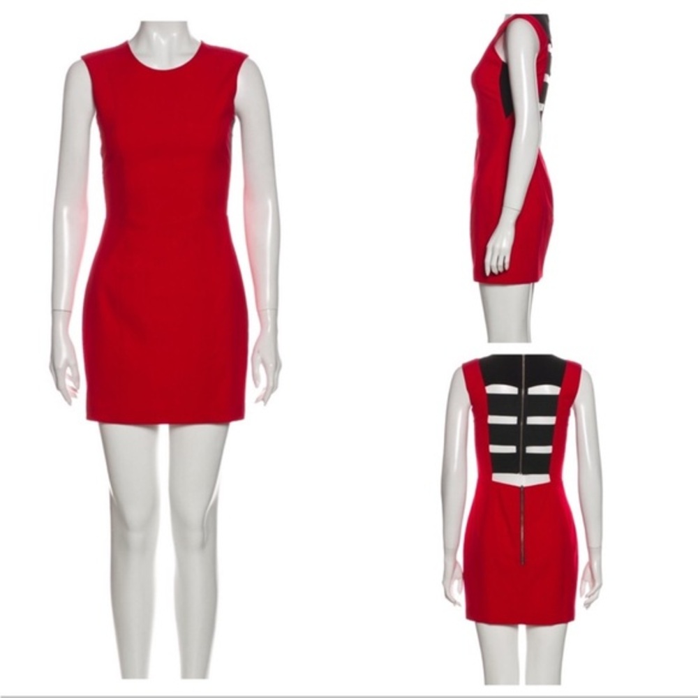 MASON ELASTIC CUTOUT BACK SLEEVELESS RED BLACK SHEATH TOMATO GIRL DRESS 4